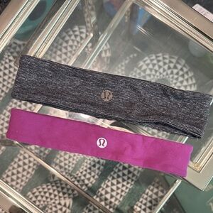lululemon athletica Charcoal and Magenta Headband Duo